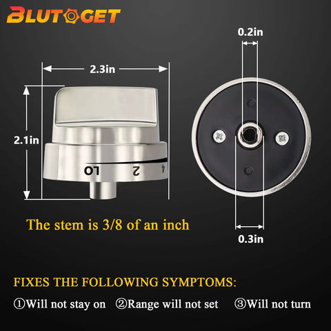 Universal LG Stove Knob Replacements Kit Fits LRG3095ST And LDG3036ST AEZ72909008 AP5669773 metal knob dimensions