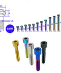 Heavy Duty Titanium M6 Hex Socket Cap Screws Gold Plated 1.0mm Thread Pitch, Boss Grade, various lengths displayed with diagram