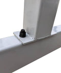 Close-up of a steel frame joint on the Beefed Up Heavy Duty Gantry Crane 2000 Lb Portable Lift With Trolley Hoist And Rigging Kit.