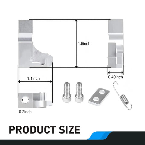 Alloy Intake Manifold Repair Bracket Kit For P2015 Code with dimensions, including bolts and spring, silver finish.