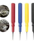 Watch Repair Tool Kit With Four Pro Grade Oil Pins And Oil Cup For Watchmakers And Clocks, Oiler Pen Needles on white background.