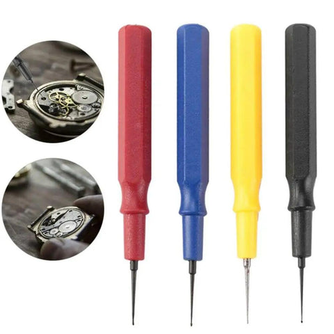 Watch Repair Tool Kit With Four Pro Grade Oil Pins And Oil Cup For Watchmakers And Clocks, Oiler Pen Needles on white background.