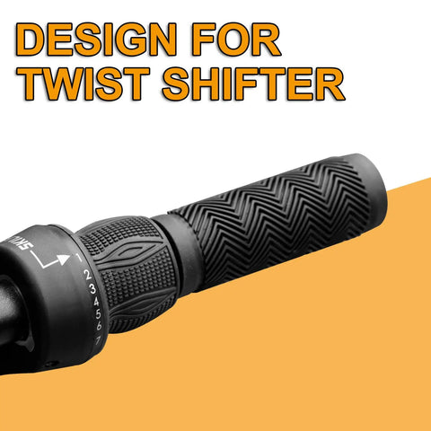 3x7 Speed Twist Shifter Set with left and right Revoshift grips for mountain bikes, includes non-slip rubber bar grips, close-up view