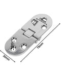 Folding Table Hinges 2pcs No Slam Quiet Closing for flip top tables, showing dimensions and zinc alloy material