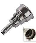 Cool Metal Hot Air Welding Nozzle 35x65mm Fits Heat Gun Torch, shiny metal nozzle for welding and soldering tasks.