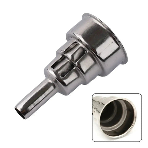 Cool Metal Hot Air Welding Nozzle 35x65mm Fits Heat Gun Torch, shiny metal nozzle for welding and soldering tasks.