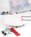 Half Inch Mini Swivel Caster Wheels With Steel Top Plate Self Adhesive Nylon Rolling Casters For Furniture And Small Appliances Low Profile 55 Lb Load Capacity Ideal For Storage Boxes Bins Toy Carts 8 Pack shown attached to storage box and appliance.