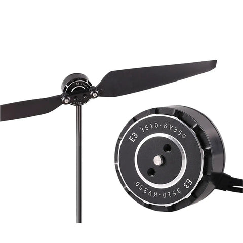Outrunner Brushless Power System Kit showing split type motor and fold propeller for small RC planes and drones.