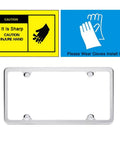 Two Pack Slim Stainless Steel License Plate Frames With Mirror Polish Finish, 4 Hole Design That Wont Block State Tags