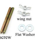 Heavy Duty Galvanized Steel Hanger Bolts With Wing Nuts And Flat Washers Real Deal Hardware Kit For Pet And Household Furniture Fix 1/4X2 1/2 Inch Double Headed Screws Complete Pack Set including screws, wing nuts, and flat washers.