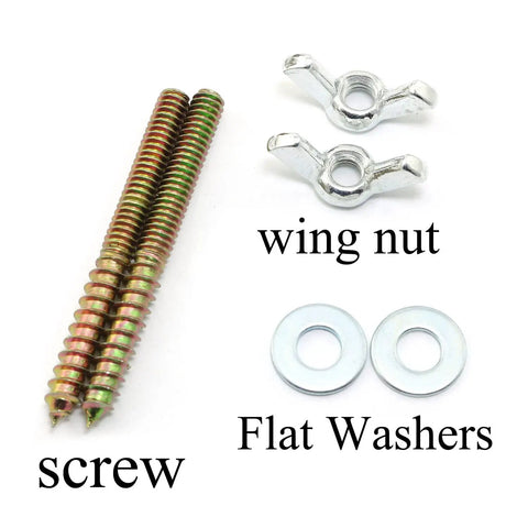 Heavy Duty Galvanized Steel Hanger Bolts With Wing Nuts And Flat Washers Real Deal Hardware Kit For Pet And Household Furniture Fix 1/4X2 1/2 Inch Double Headed Screws Complete Pack Set including screws, wing nuts, and flat washers.