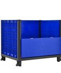 Heavy Duty Collapsible Bulk Container With Easy Access Doors Rock Solid HDPE Storage Tote Built Tough Stackable 600 Pounds Capacity Blue