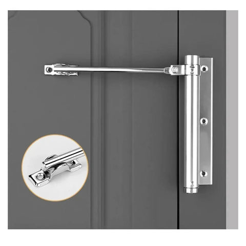Heavy Duty Aluminum Door Closer With Adjustable Spring Mechanism Soft Close Action Easy Mounting on metal door