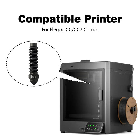 Six hardened steel nozzles (0.2, 0.4, 0.6, 0.8 mm) for Elegoo 3D printers; high-temperature wear-resistant hotend nozzle set