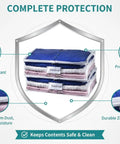 Clear Sweater Storage Bags 2 Pack With Zippered Vinyl Organizers And Label Pockets for dustproof clothes storage illustration