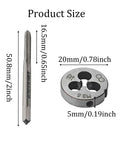 Left Hand M3.5 x 0.6 Metric Tap and Die Set for Reverse Thread Repair and Machining product size diagram