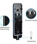 Built Tough Backplate Replacement For Leading Smart Doorbell Systems, showing waterproof features and connector interface.