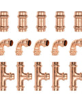 15 Piece Pro Grade Pro Press Fittings Kit for Copper Pipe Half Inch Heavy Duty Brass Lead Free NSF cUPC Certified