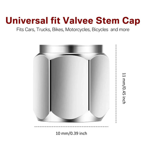 Brass Tire Valve Stem Caps Set With Rubber O Ring Silver Hexagon Dust Proof Covers For Car Truck Motorcycle Bike And Bicycle 20 Pack