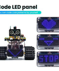 Hands On Mini Smart Tank Robot V3.0 Build Kit For STEM Fans, programmable tank bot with LED panel and tracks