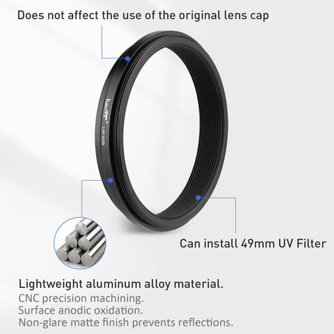 Lens Filter Adapter Ring For Fuji X100V X100VI Cameras, 49mm Thread Lets You Attach UV CPL ND Filters, Black Finish
