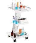 Rolling Lab Cart With Built In Socket 3 Tier Metal Trolley On Swivel Wheels Heavy Duty Lab Organizer For Clinic Beauty And Salon Grab And Go Storage 220 Lbs Capacity Easy Access And Adjustable Middle Layer with lab equipment