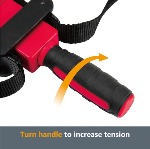 Badass Two Pack Strap Band Clamps With Quick Release Levers And Ergonomic Handles For Woodworking Cabinets showing ergonomic handle detail.