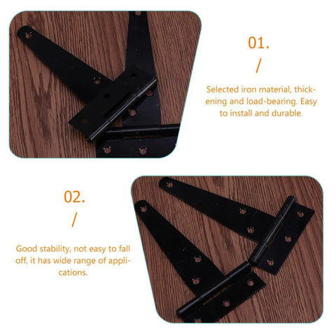 10 Pack Heavy Duty 4 Inch T Hinges For Doors And Gates Thickened Iron Gate Hinge Set Black Load Bearing Barn Shed Garden Exterior Hinges