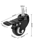 Beefy Heavy Duty Swivel Casters Set Of Four With 1.5 Inch Wheels And M8x25 Threaded Stem For Carts Workbenches And Furniture Quick Screw In Installation Built To Handle Heavy Loads, showcasing dimensions and design details.