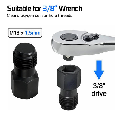 Two-pack oxygen sensor thread chasers, M18x1.5mm and M12x1.25mm, with 3/8-inch drive