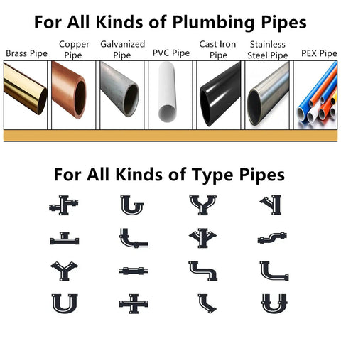 Top view of various pipe types and connectors suitable for Electronic Water Descaler System No Chemicals No Fuss Install Reduces Limescale Rust And Mineral Build Up In Home Pipes Appliances And Fixtures For Daily Home Use In All Your Plumbing And Water Using Appliances.