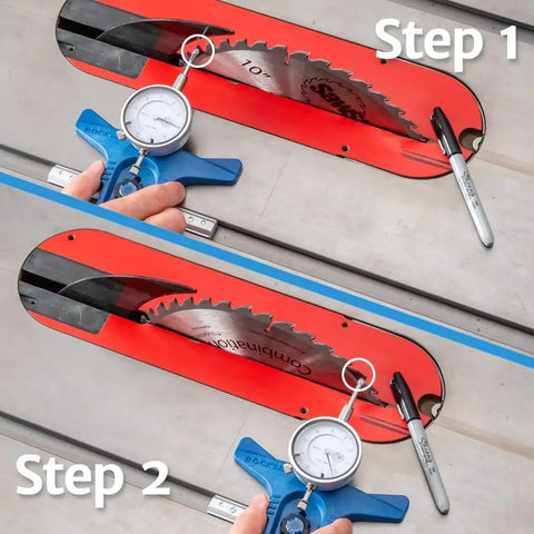 Table Saw Alignment Gauge With Precision Dial Indicator For Perfect Parallel Cuts in two-step installation process