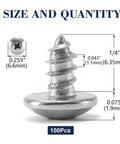 Top Grade Heavy Duty 100 Pack Stainless Steel Wood Screws Number 4 Quarter Inch Truss Head Phillips Drive dimensions and details.