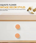 Round Beech Wood Cabinet Handles 4 Pack Circular Drawer Pulls 35mm Single Hole Mount farmhouse style installed on white drawer