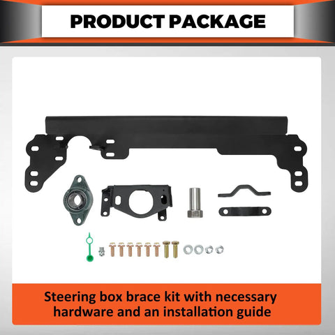Steering Box Brace For Jeep Cherokee XJ 1984 To 2001 Steel Sector Shaft Support Powder Coated Black Solid Welded Construction package