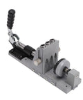 Heavy Duty Aluminum Pocket Hole Jig Kit With 3/8 Inch Ti Coated Drill Bit Straight Shot 15 Degree Alignment Single Pass Woodworking Cabinet Assembly Furniture Repair, detailed view of jig with handle.