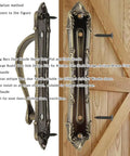Heavy Duty Sliding Barn Door Pull Handle Bronze Set With Large Rustic Two Sided Design For Gates Garages Sheds And Furniture Solid Alloy Antique Door Handle In Bronze Tone 6.85 Inch installed on wooden door