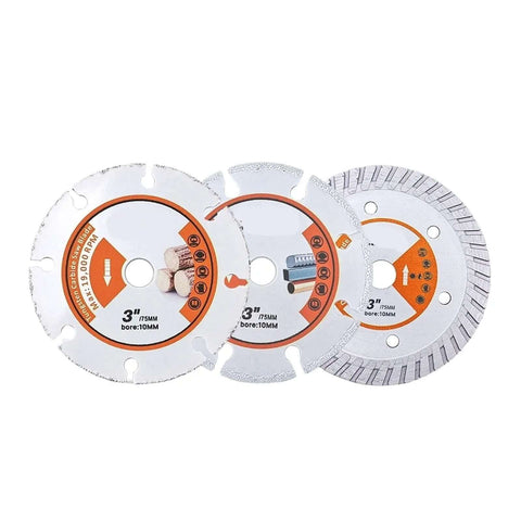 75mm Cutting Disc Set For Mini Angle Grinder Versatile All In One Multi Material Blades displayed front view
