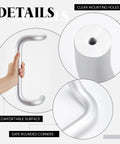 Offset Door Pull Handle 10 Inch Center To Center Length 1 Inch Diameter Aluminum 90 Degree Through Bolt Mount, close-up of details