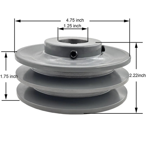 Heavy Duty Built Tough Two Groove Pulley For V Belt Drive Cast Iron Motor Pulley With One And A Quarter Inch Bore and dimensions