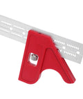 Precision Aluminum Angle Ruler For Woodworking Multi Functional Measuring Tool with red body and metal scale