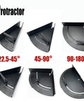 Heavy Duty Adjustable Woodworking Angle Clamp 45 90 180 Degree Protractor Corner Fixture showing angles 22.5-45, 45-90, 90-180 degrees.