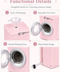 Functional details of Insanely Detailed One To Twelve Scale Miniature Washing Machine With Five Metal Hangers And Rotating Drum.
