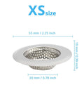 Stainless Steel Sink Strainer Basket 2.25 Inch Drain Cover For Kitchen And Bathroom with size dimensions in white background.
