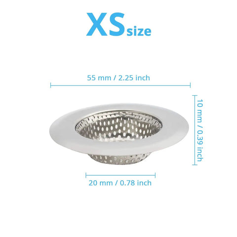 Stainless Steel Sink Strainer Basket 2.25 Inch Drain Cover For Kitchen And Bathroom with size dimensions in white background.