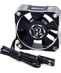 Boss 35mm RC Motor Cooling Fan, 21000 RPM, 8.4V Aluminum ESC Fan For 1 By 8 And 1 By 10 Scale RC Cars, black and silver fan front view