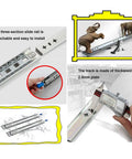 Rock Solid Heavy Duty Drawer Slides With Secure Lock Super Smooth Operator Full Extension Runners shown with measuring tool and installation detail.