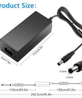 Six Pack 24V Power Supply 3A 72W AC DC Adapter 100 240V Input 24V Output With 5.5x2.5mm Plug dimensions and cable length