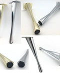 Heavy Duty Metal Furniture Legs Set Four Pieces Diagonal Sofa Legs For Modern Couches Desks Tea Tables And TV Cabinets Replacement Hardware 17cm 6.69in With Floor Protection For Hardwood Floors, showing gold and silver finishes with floor pads
