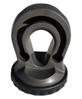 Hella Tough Splice On Synthetic Rope Shackle Mount Featuring Integrated Rubber Pad and Precision Machined Thimble for Zero Sweat Off Road Recovery Truck Towing and Overland Builds In Matte Black, close-up view.